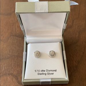 Sterling silver diamond earrings